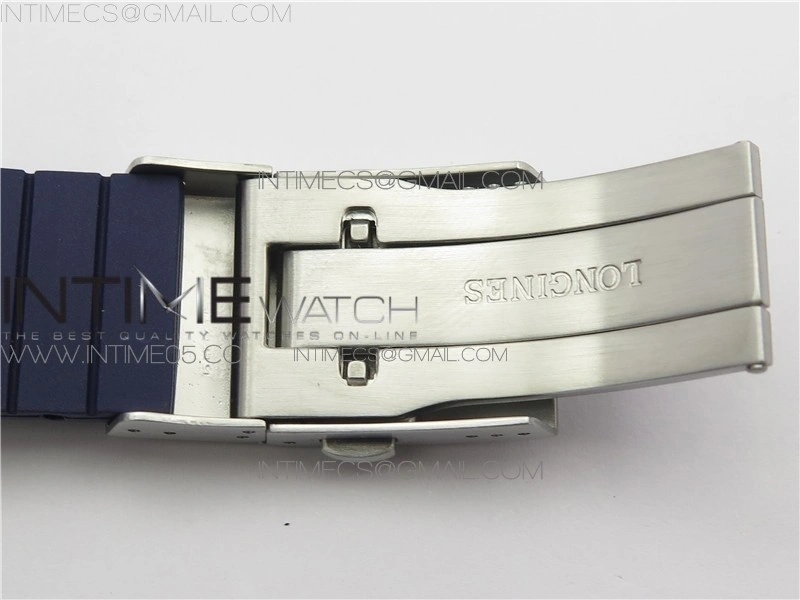 Conquest L3.840.4.56.6 Real Ceramic Bezel SS ZF 1:1 Best Edition Blue dial On Rubber Strap A2824